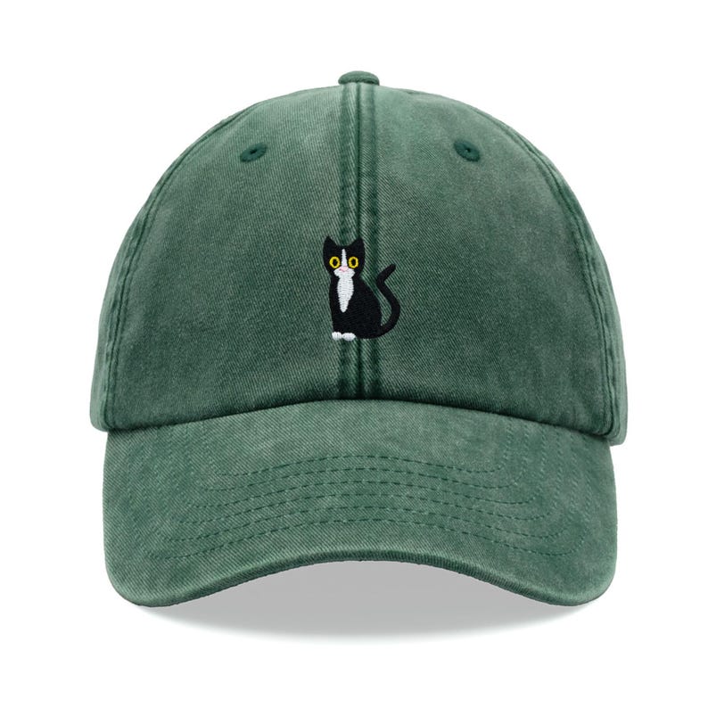Black & White Tuxedo Cat Baseball Cap Vintage Washed Cotton Unisex Dad Hat Adjustable Funny Faded Sports Sun Summer Holiday Cat Lady Man