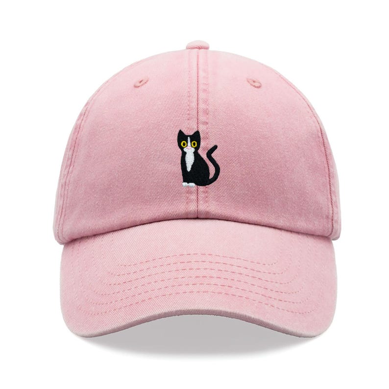 Black & White Tuxedo Cat Baseball Cap Vintage Washed Cotton Unisex Dad Hat Adjustable Funny Faded Sports Sun Summer Holiday Cat Lady Man