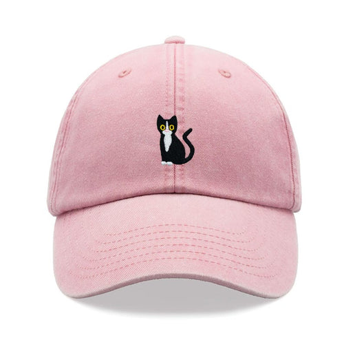 Black & White Tuxedo Cat Baseball Cap Vintage Washed Cotton Unisex Dad Hat Adjustable Funny Faded Sports Sun Summer Holiday Cat Lady Man