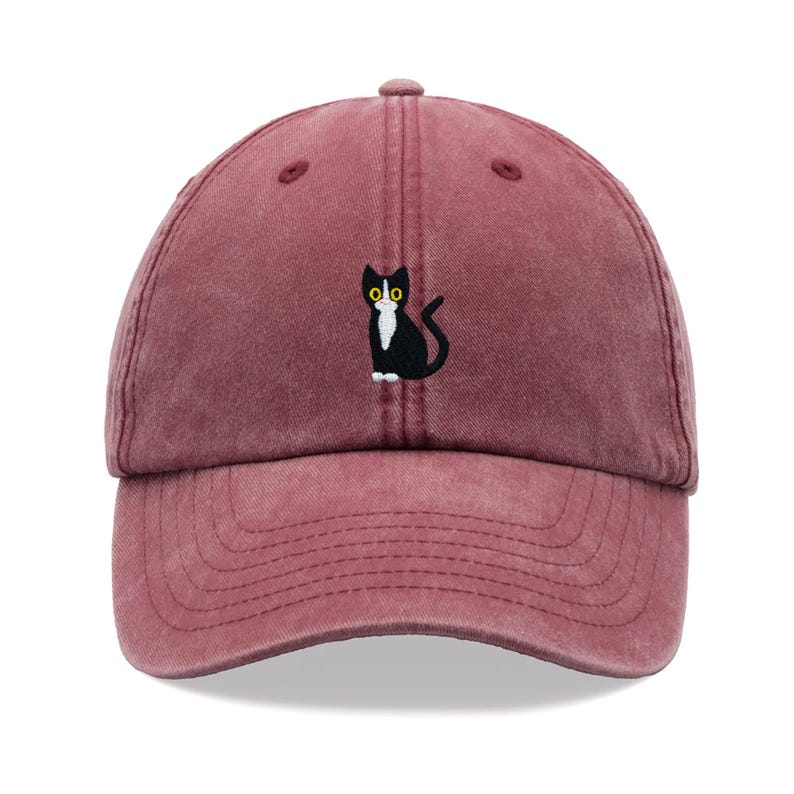 Black & White Tuxedo Cat Baseball Cap Vintage Washed Cotton Unisex Dad Hat Adjustable Funny Faded Sports Sun Summer Holiday Cat Lady Man