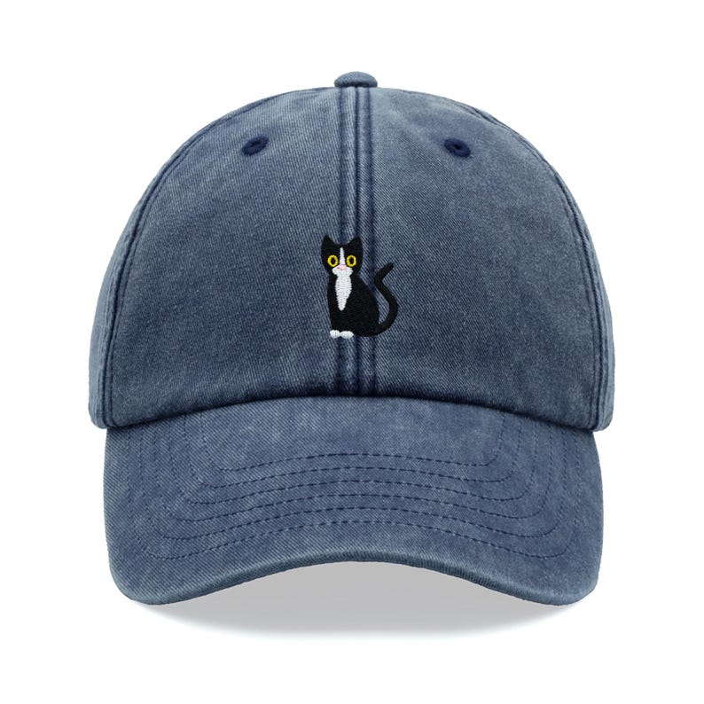 Black & White Tuxedo Cat Baseball Cap Vintage Washed Cotton Unisex Dad Hat Adjustable Funny Faded Sports Sun Summer Holiday Cat Lady Man