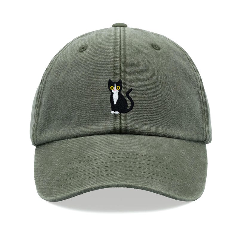 Black & White Tuxedo Cat Baseball Cap Vintage Washed Cotton Unisex Dad Hat Adjustable Funny Faded Sports Sun Summer Holiday Cat Lady Man